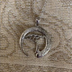 Japanese bonsai tree pendant. Sterling silver